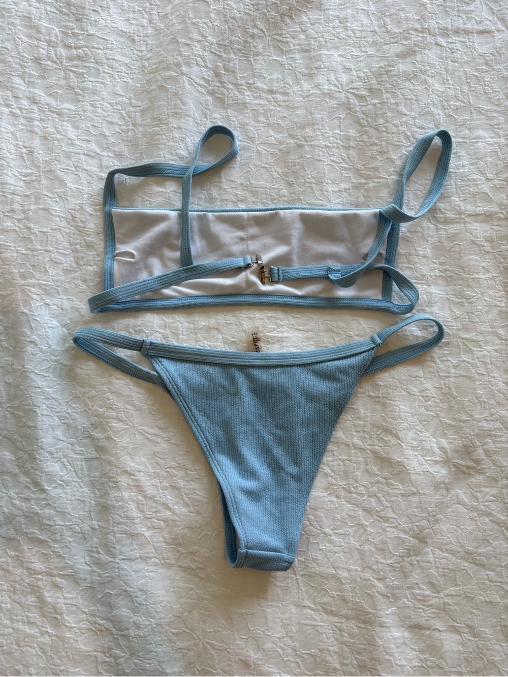 Zaful Light Blue Ribbed Bikini Set - Picture 3 of 3